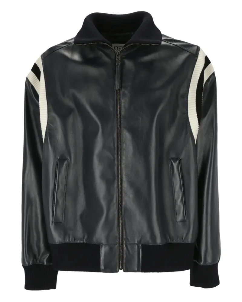 Loewe Lederjacke mit Kontrasteinsätzen - Blau Blau