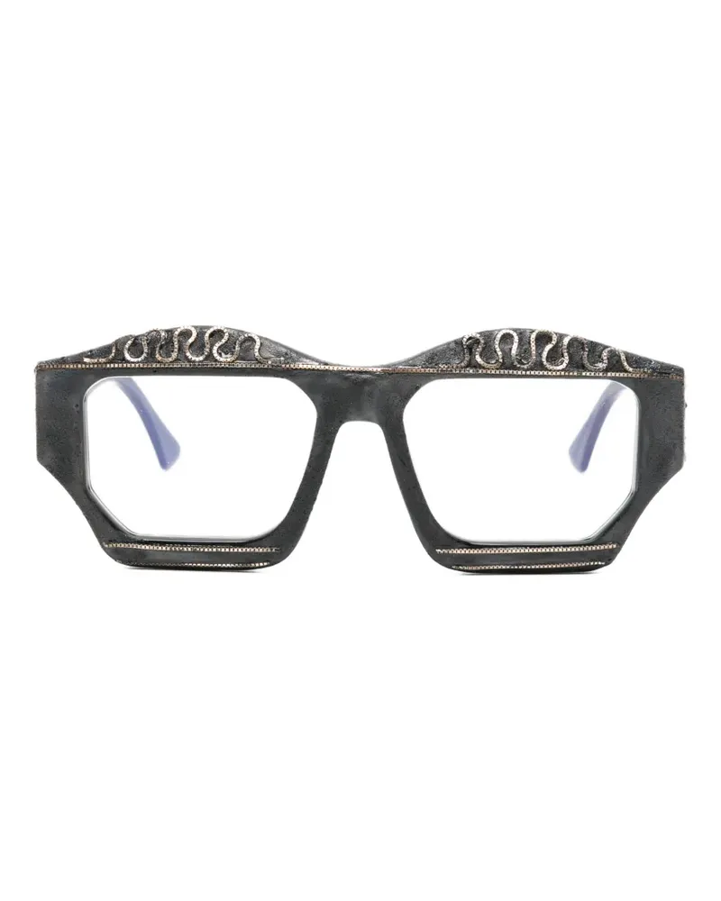 KUBORAUM Geometrische Brille mit verziertem Detail - Schwarz Schwarz