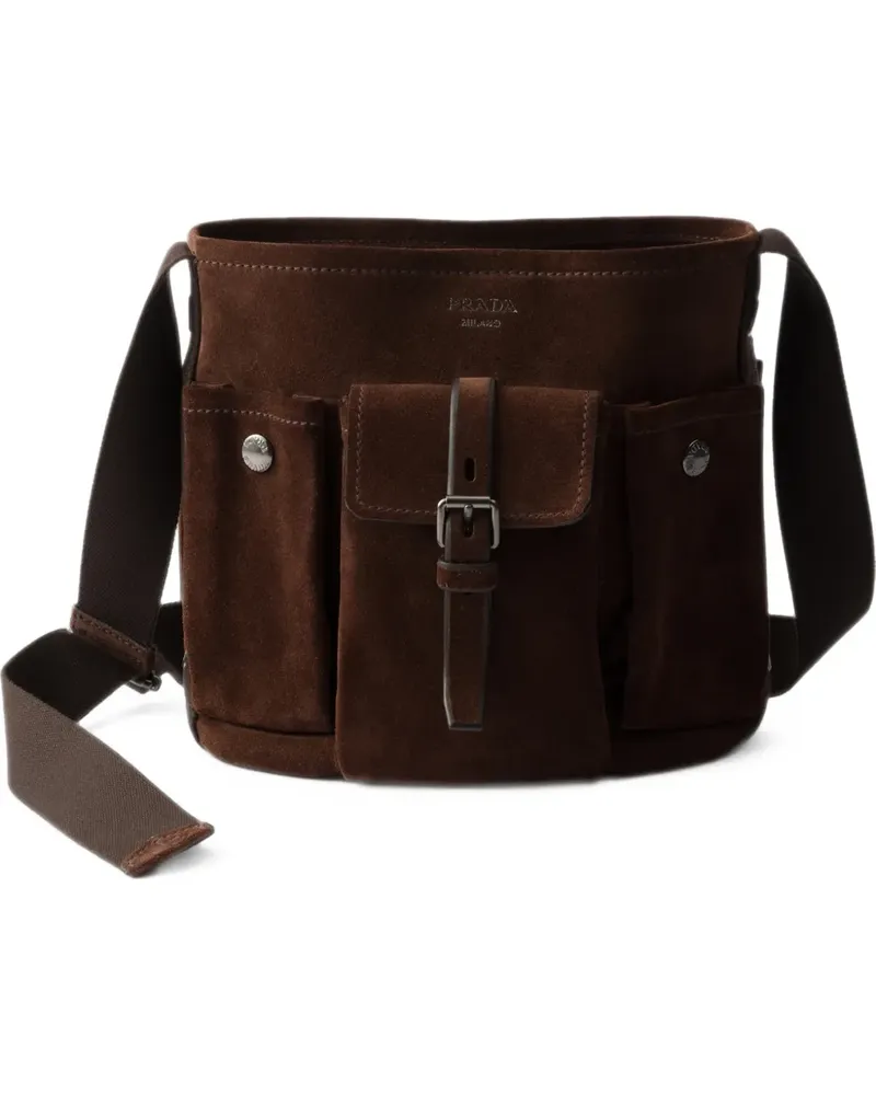 Prada Route suede mini bucket bag - Braun Braun