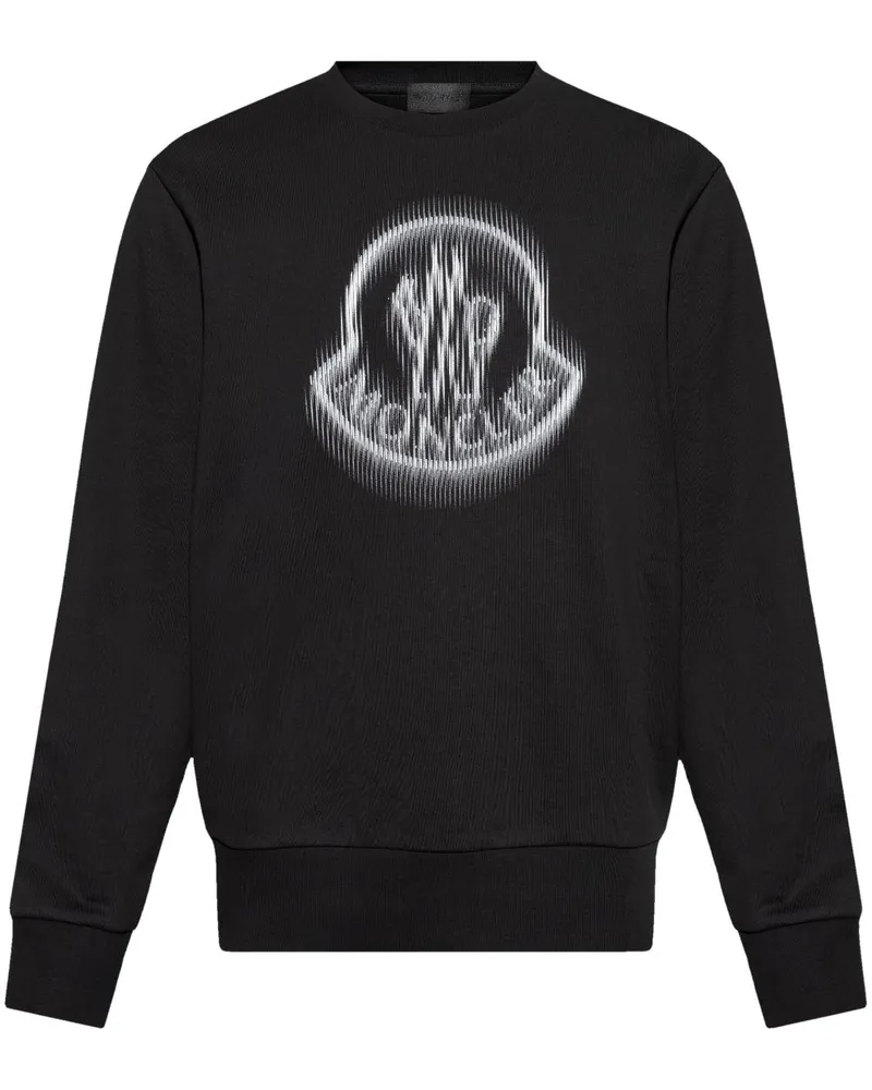 Moncler Sweatshirt mit verschwommenem Logo - Schwarz Schwarz