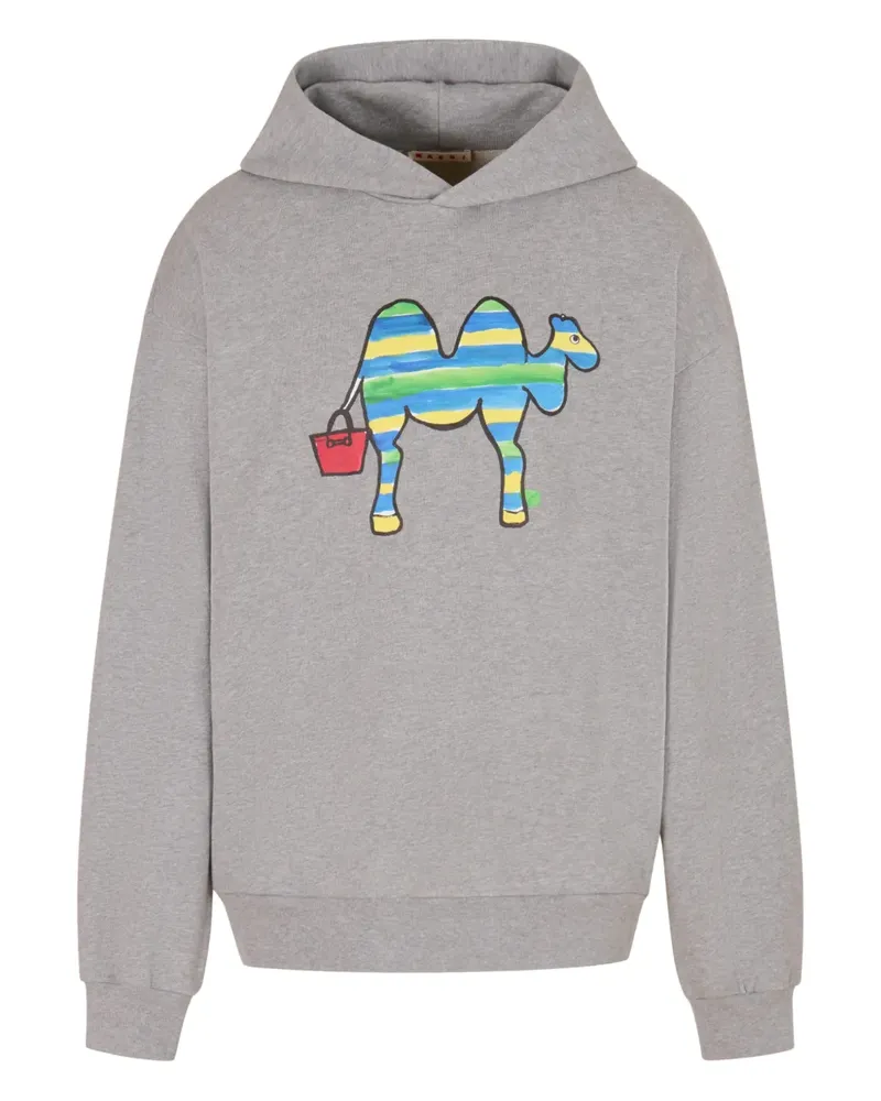 Marni logo-printed hoodie - Grau Grau