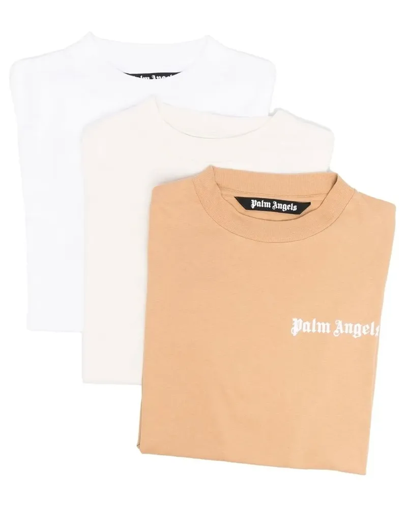 Palm Angels Kurzarm-T-Shirt mit Logo-Print, 3er-Pack - Weiß Weiß