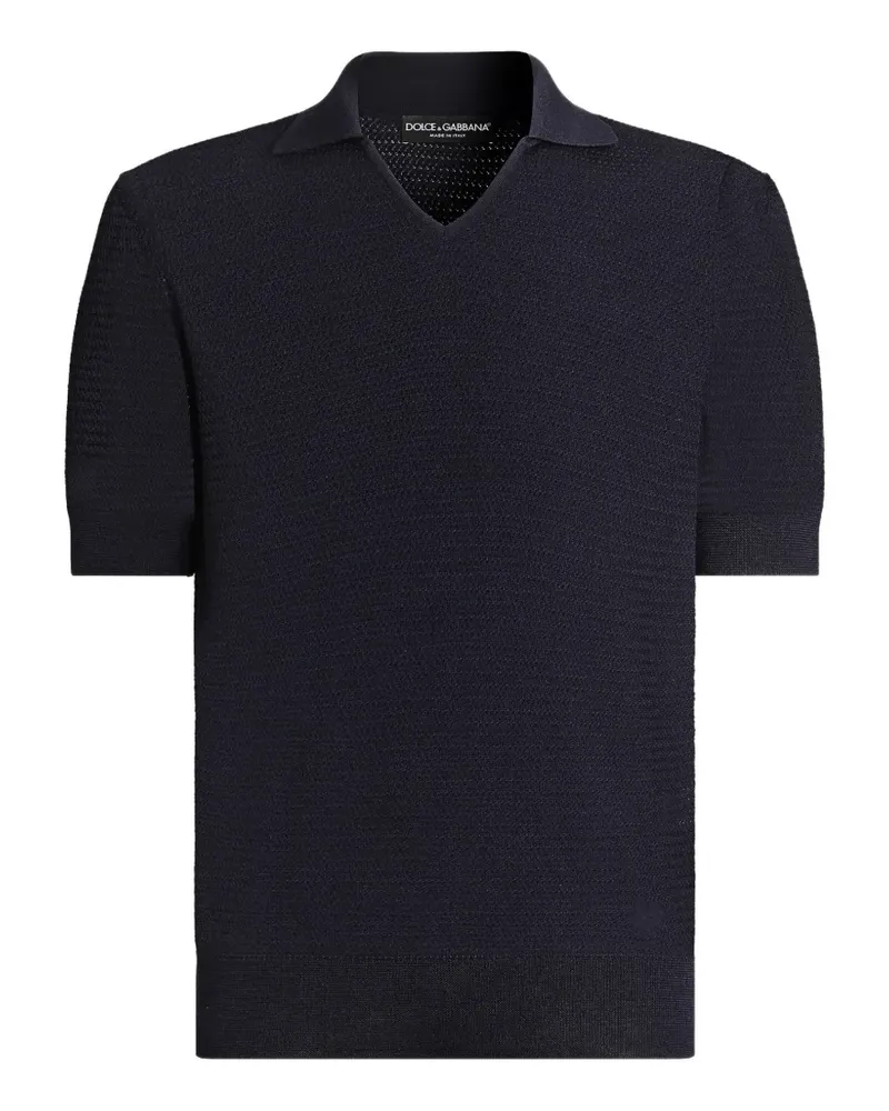 Dolce & Gabbana Poloshirt aus Seide mit Mikro-Streifen - Blau Blau