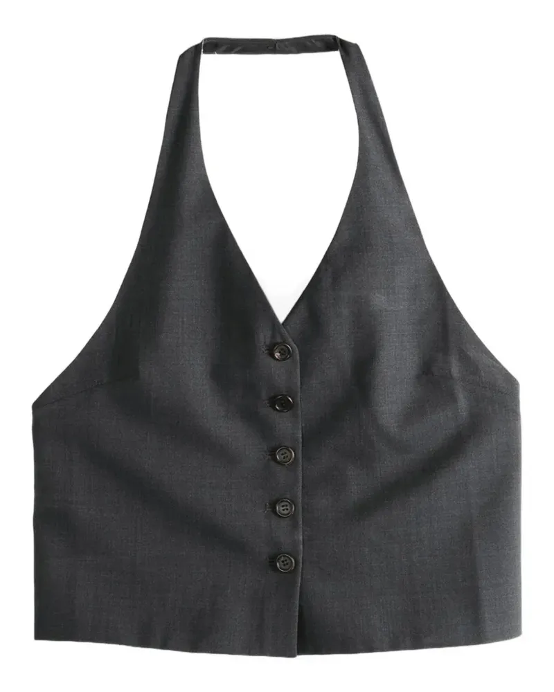 AMOMENTO halterneck button-up top - Grau Grau