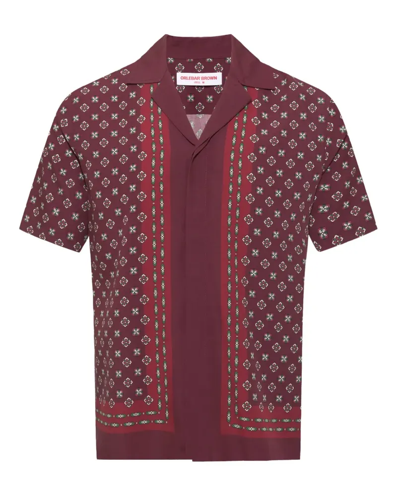Orlebar Brown Geometrisch gemustertes Maitan Luminis Border Hemd - Rot Rot