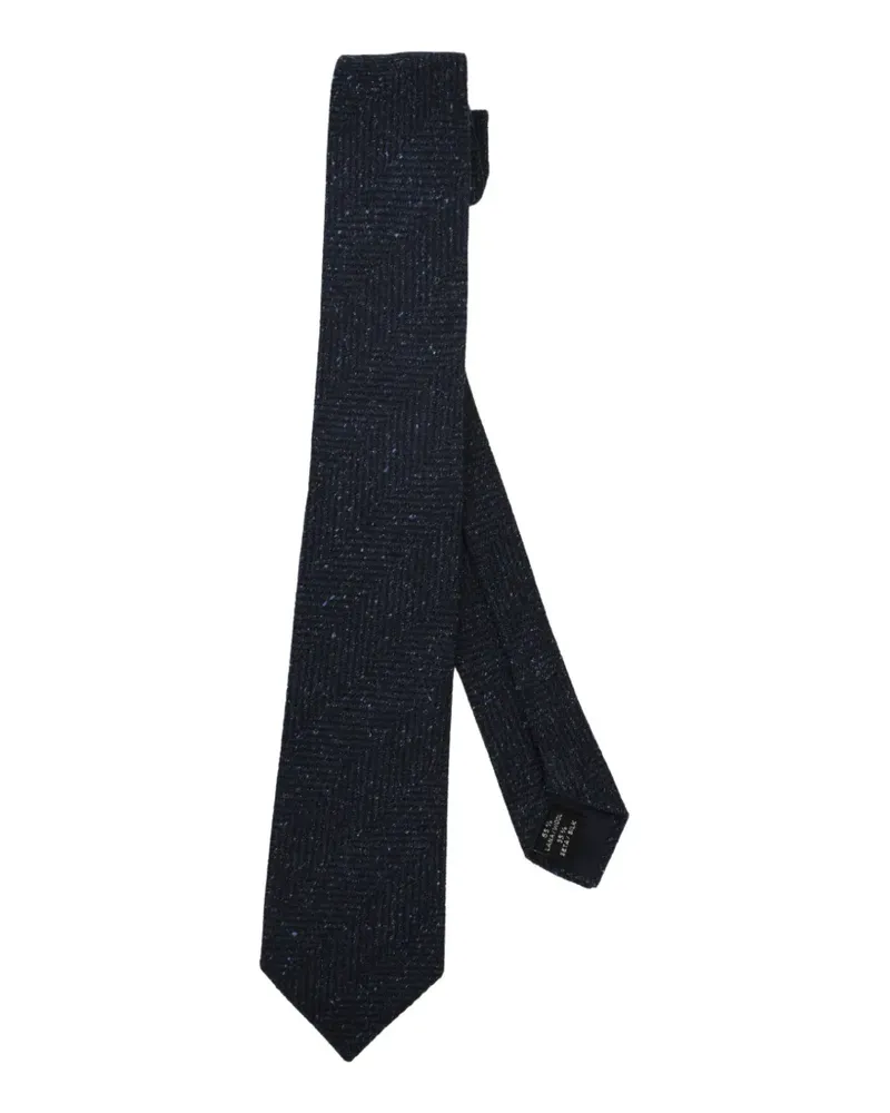 Tagliatore Krawatte mit Fischgrätenmuster - Blau Blau