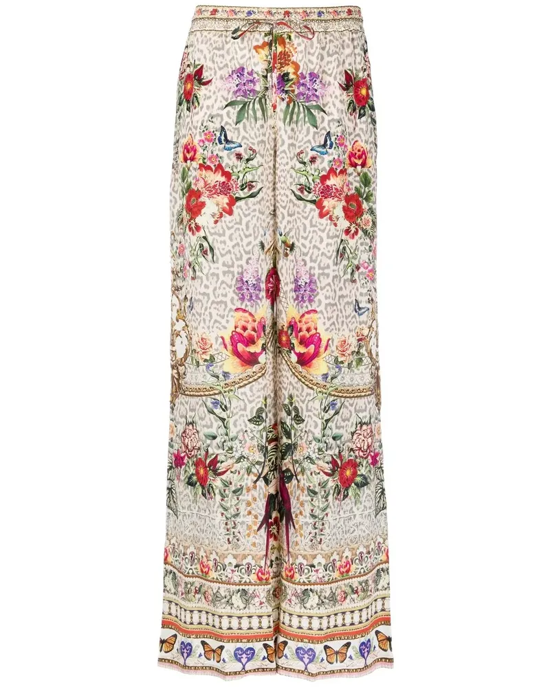 Camilla Schlaghose mit Blumen-Print - Rot Rot