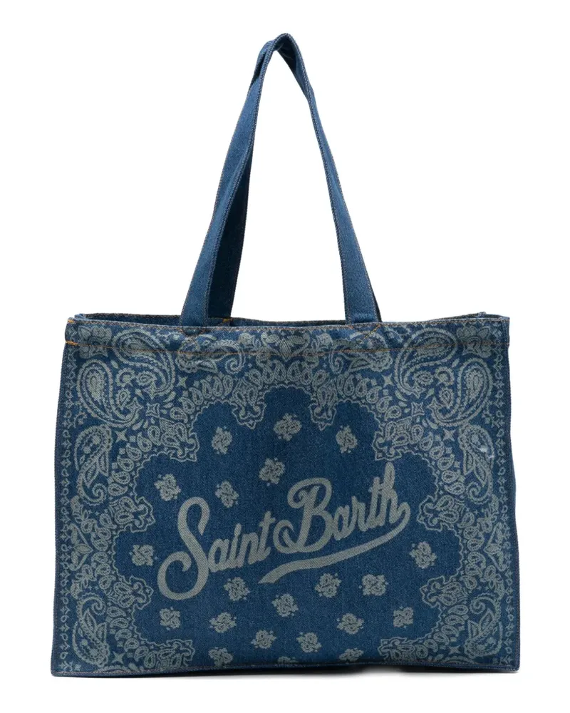 MC2 Saint Barth Paisley-print logo-print tote bag - Blau Blau