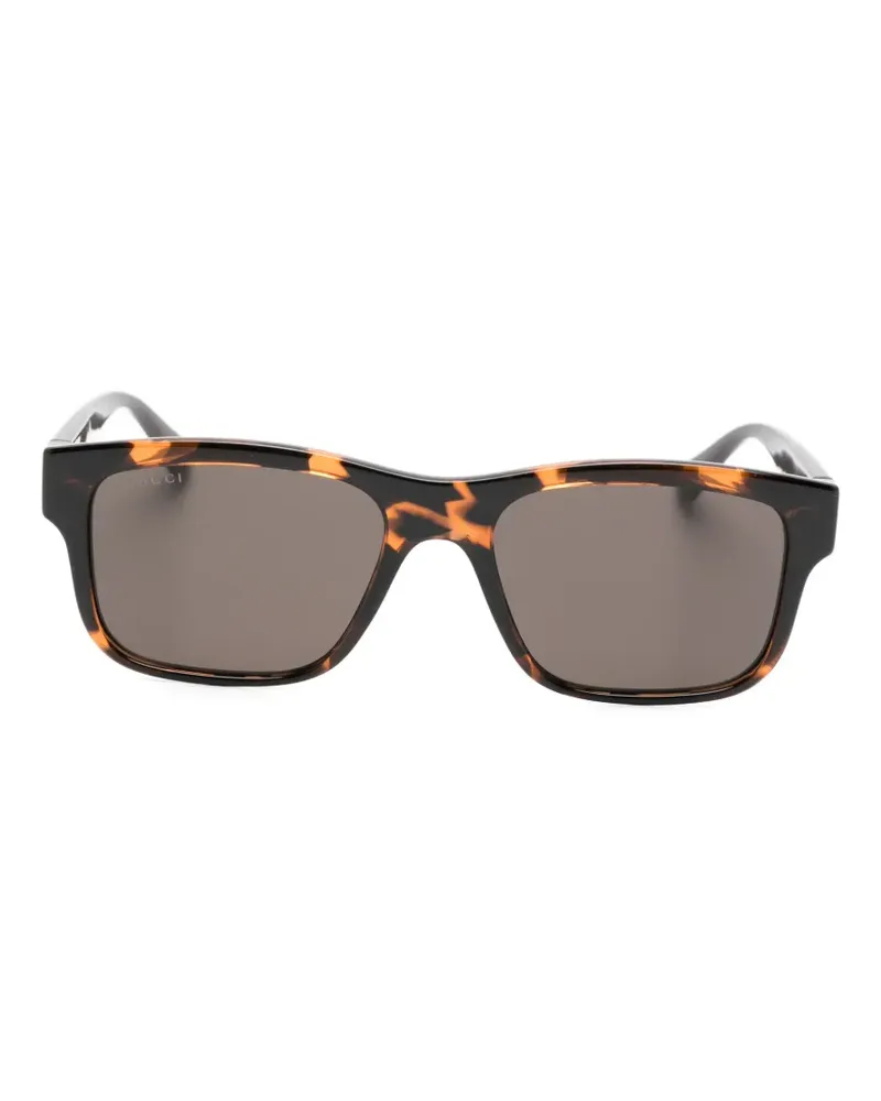 Gucci tortoiseshell-effect rectangle-frame sunglasses - Braun Braun