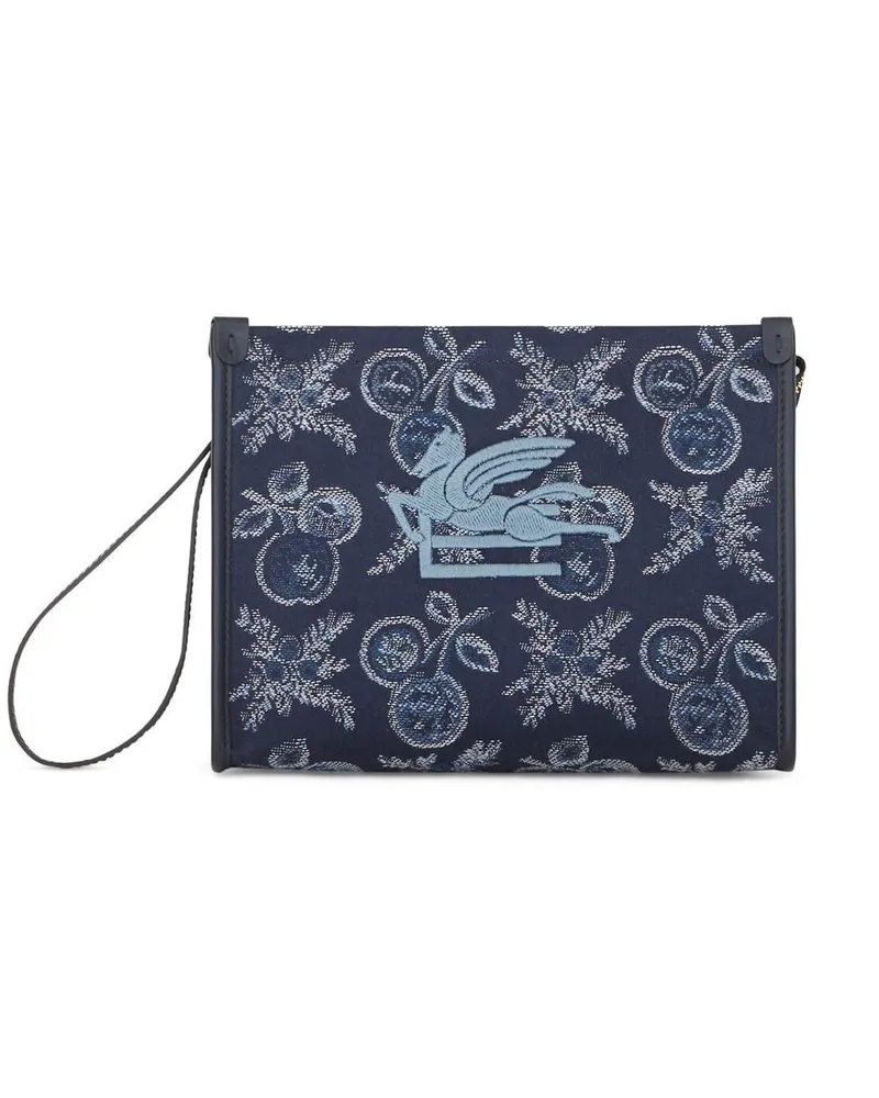 Etro Kosmetiktasche mit Jacquardmuster Blau