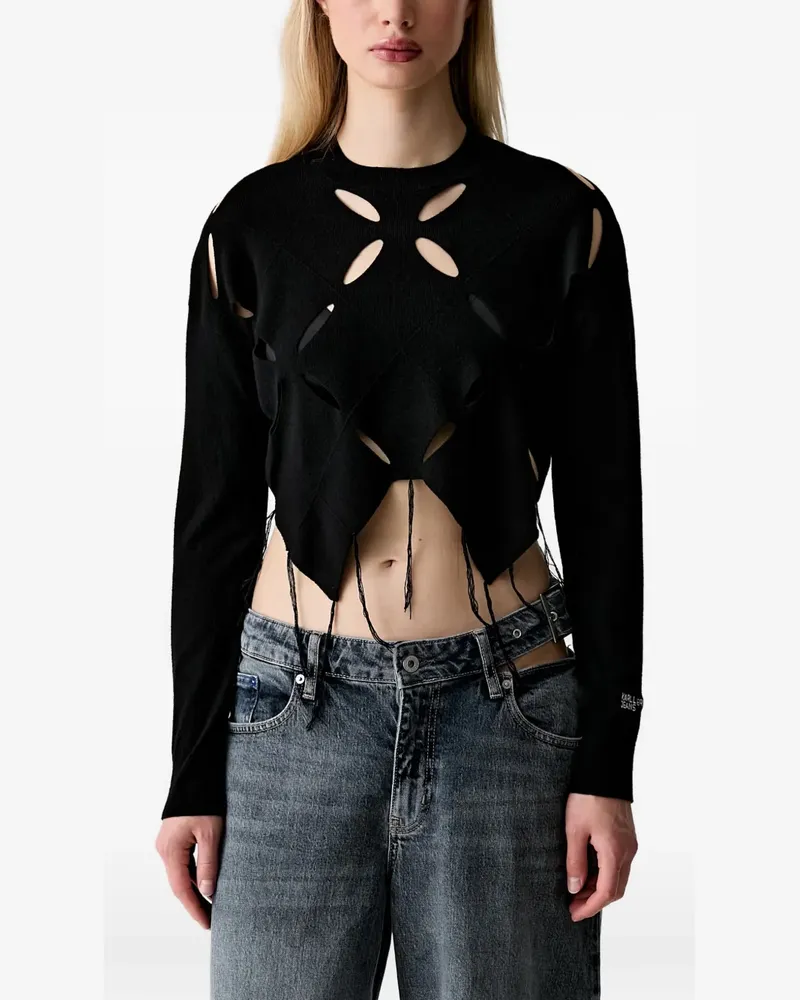 Karl Lagerfeld cut-out long-sleeve top - Schwarz Schwarz