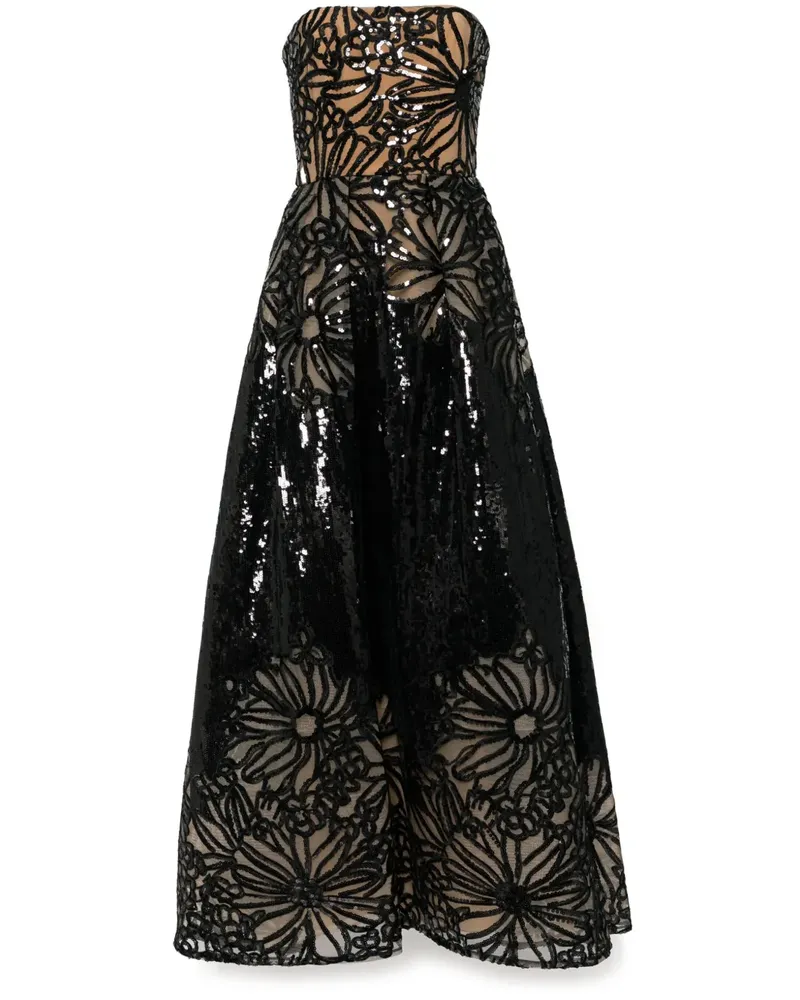 Elie Saab Besticktes Maxikleid - Schwarz Schwarz