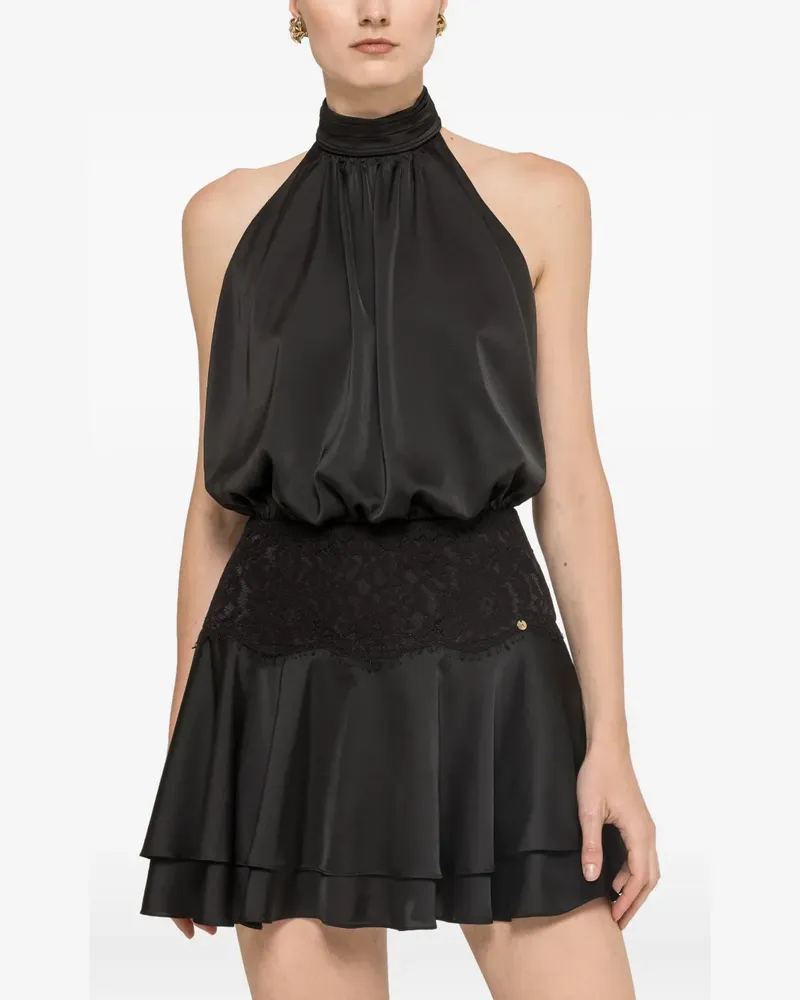 NISSA backless satin mini dress - Schwarz Schwarz