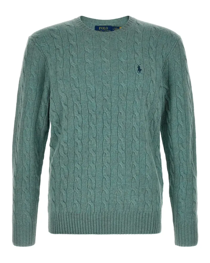 Ralph Lauren Zopfmuster-Pullover mit Pony-Stickerei - Grün Grün