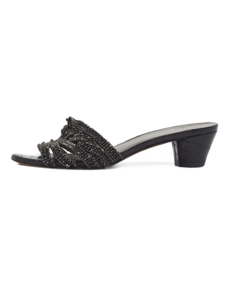 Gina crystal-embellished croc-embossed sandals - Schwarz Schwarz