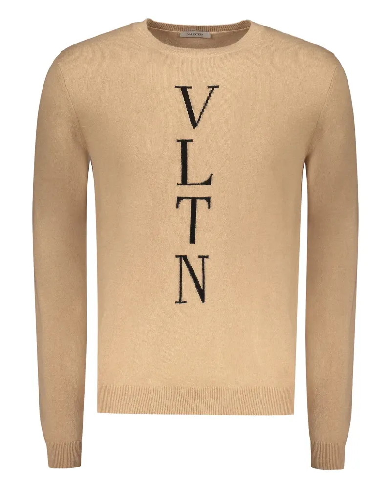 Valentino Garavani Gerippter Pullover mit Logo-Detail - Nude Nude