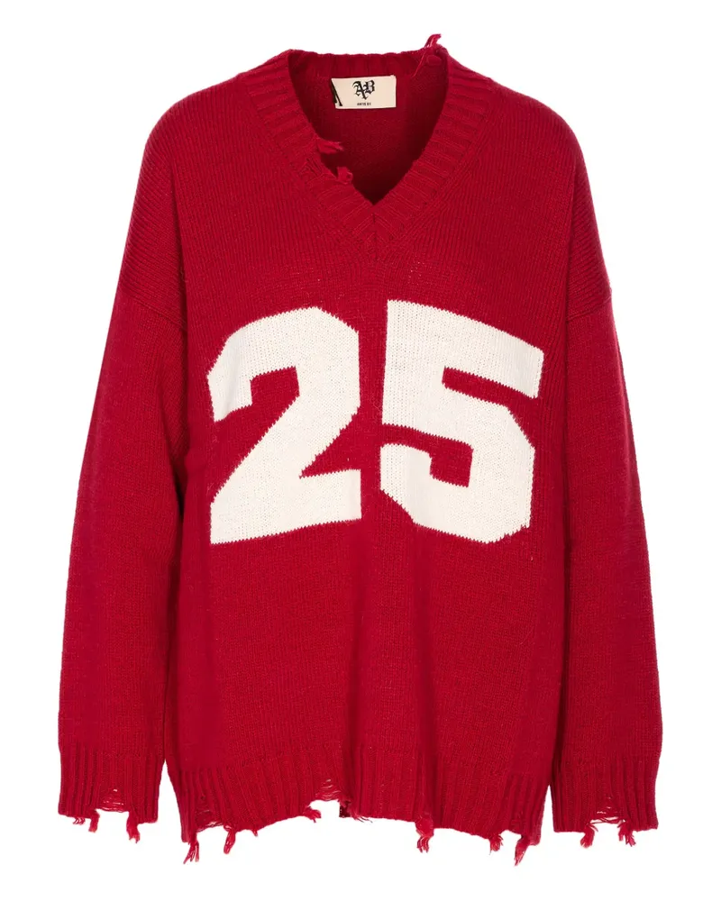 Aniye By Ausgefranster Pull College Pullover mit Nummern - Rot Rot