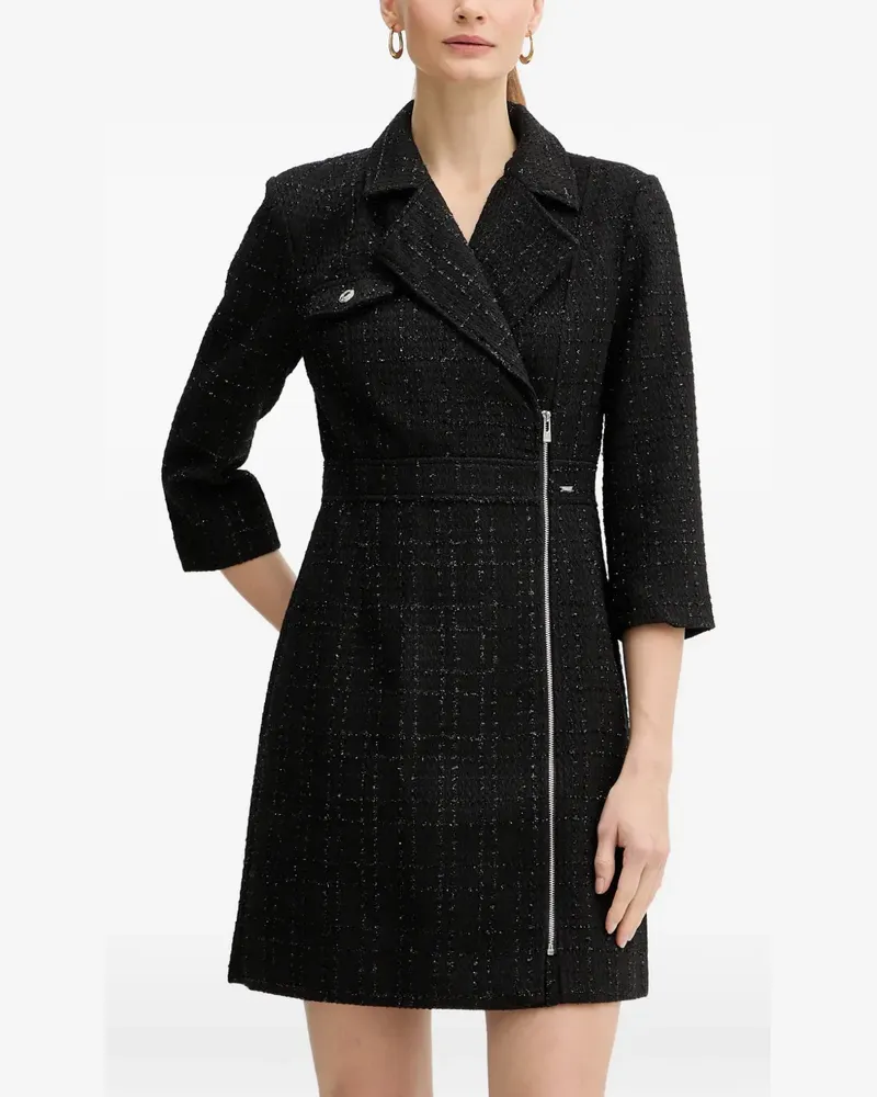 Morgan zip-up collar mini dress - Schwarz Schwarz