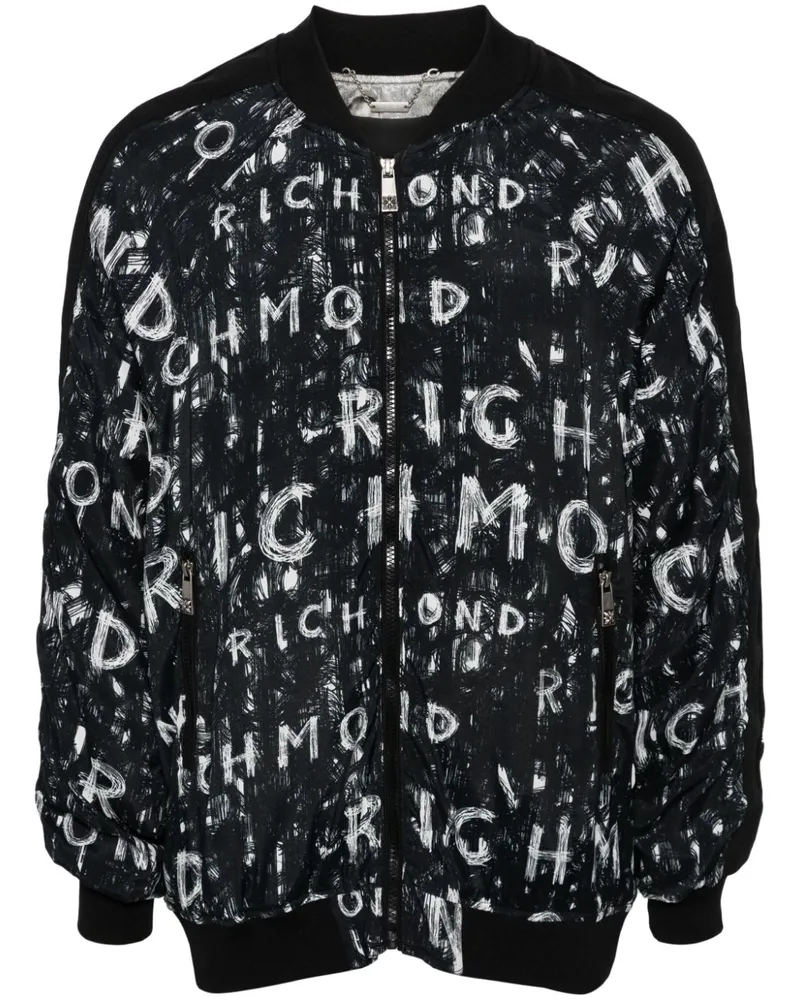 John Richmond Bomberjacke mit Logo-Print Schwarz