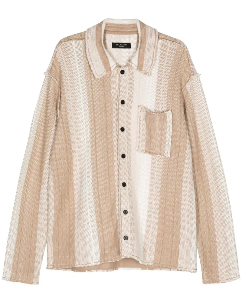 AllSaints Gestreifter Truck Cardigan Nude