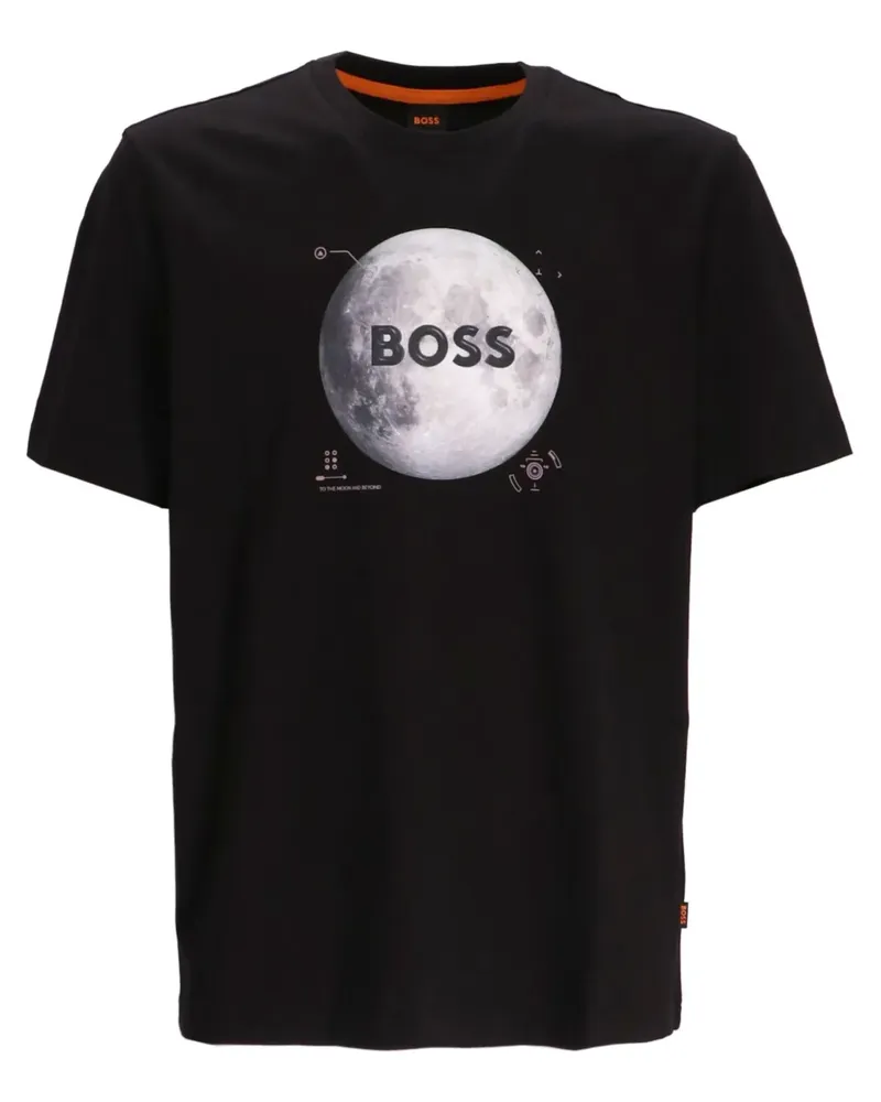 HUGO BOSS T-Shirt mit Mond-Print - Schwarz Schwarz