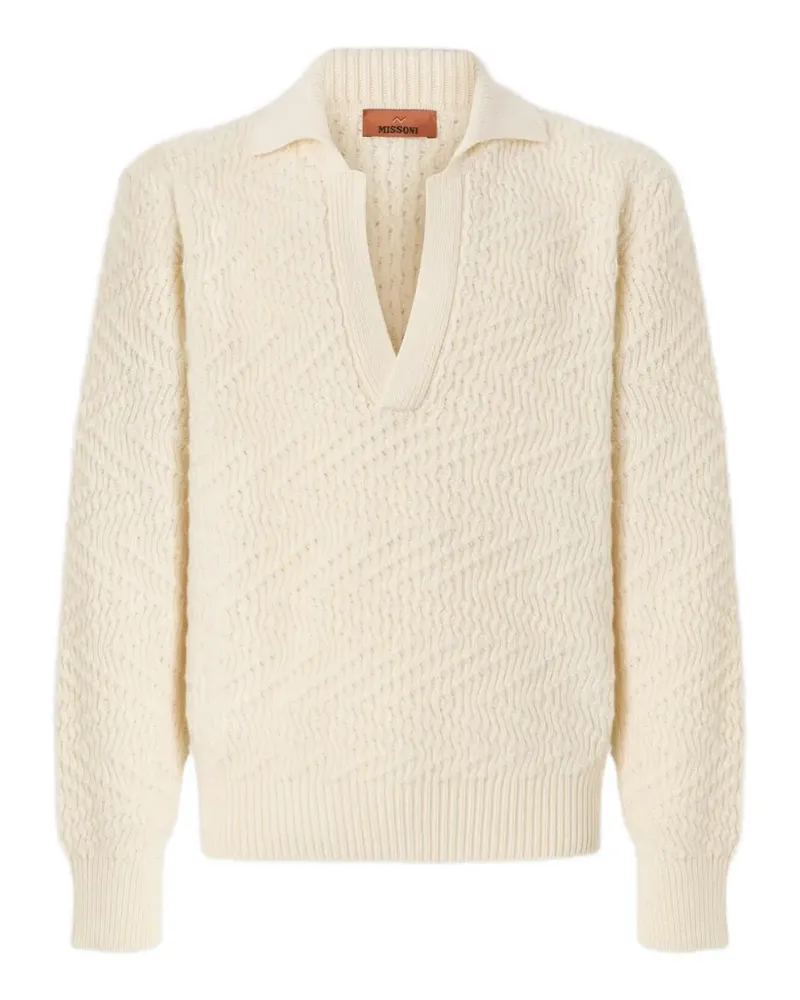 Missoni Langärmeliges Poloshirt mit Zickzackmuster - Nude Nude