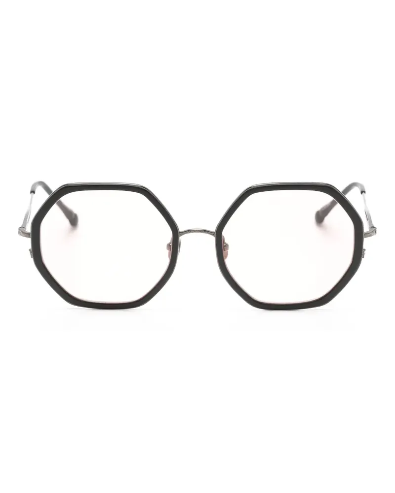 MATSUDA Sonnenbrille mit geometrischem Gestell - Schwarz Schwarz