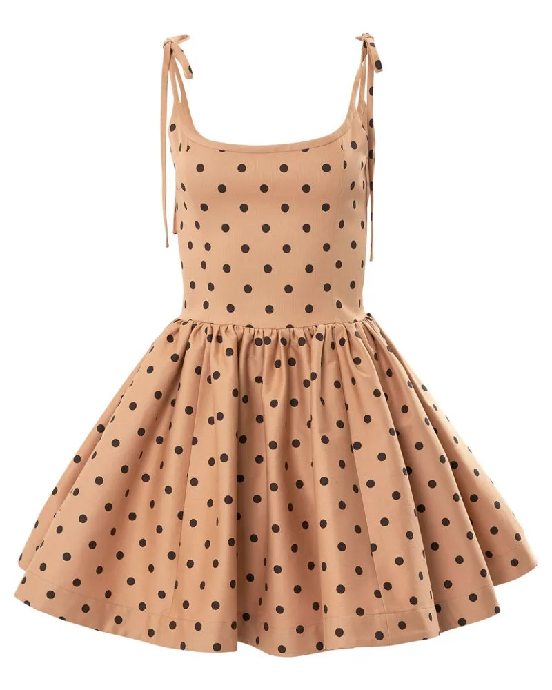 Carolina Herrera New York Schleifenträger-Minikleid mit Polka Dots - Braun Braun