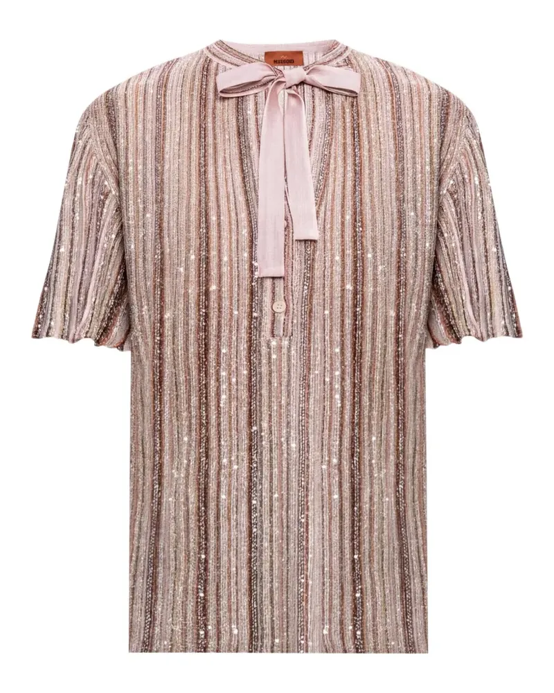 Missoni Schluppenbluse mit Pailletten - Nude Nude