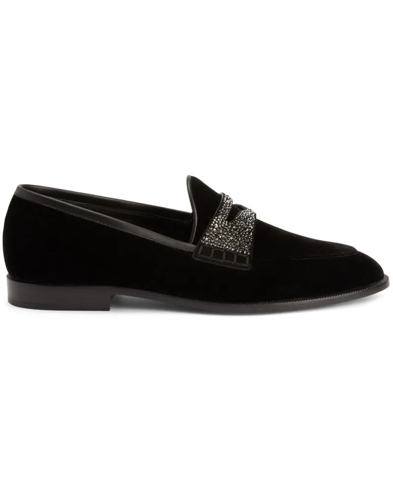 Giuseppe Zanotti Ermy Loafer aus Samt mit Strass - Schwarz Schwarz