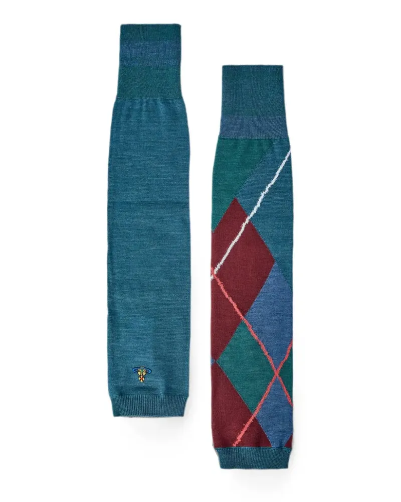 Vivienne Westwood argyle-pattern Orb-embroidered arm warmers - Grün Grün