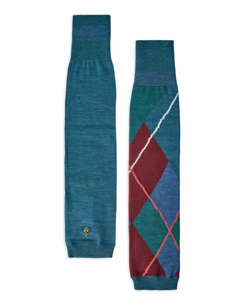 Vivienne Westwood argyle-pattern Orb-embroidered arm warmers - Grün Grün
