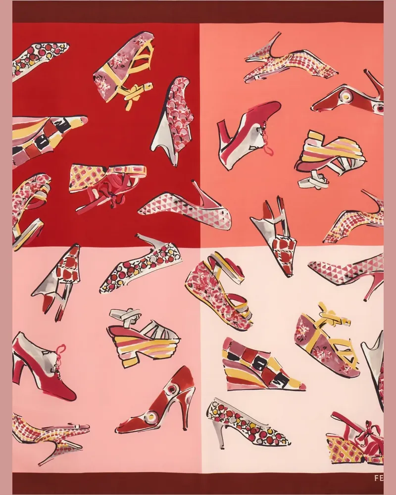 Ferragamo genio shoe print silk scarf - Rosa Rosa
