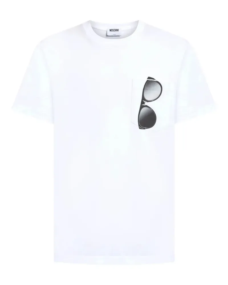 Moschino T-Shirt mit Sonnenbrillen-Print - Weiß Weiß