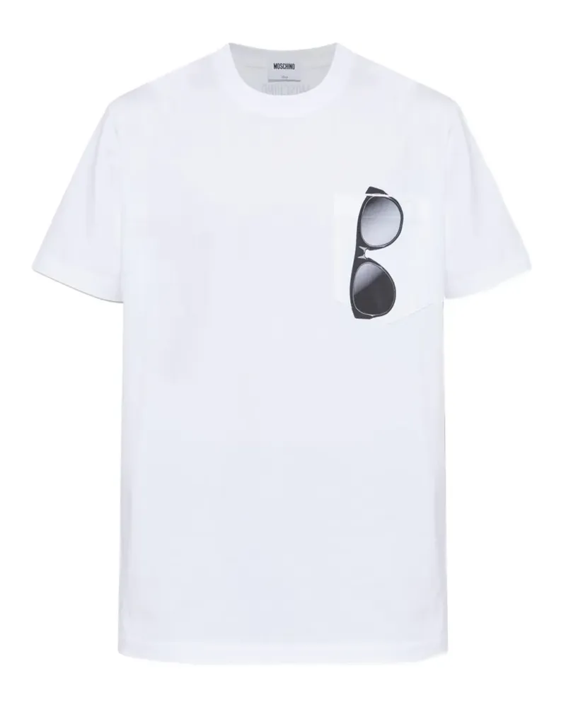 Moschino sunglasses-print chest-pocket T-shirt - Weiß Weiß