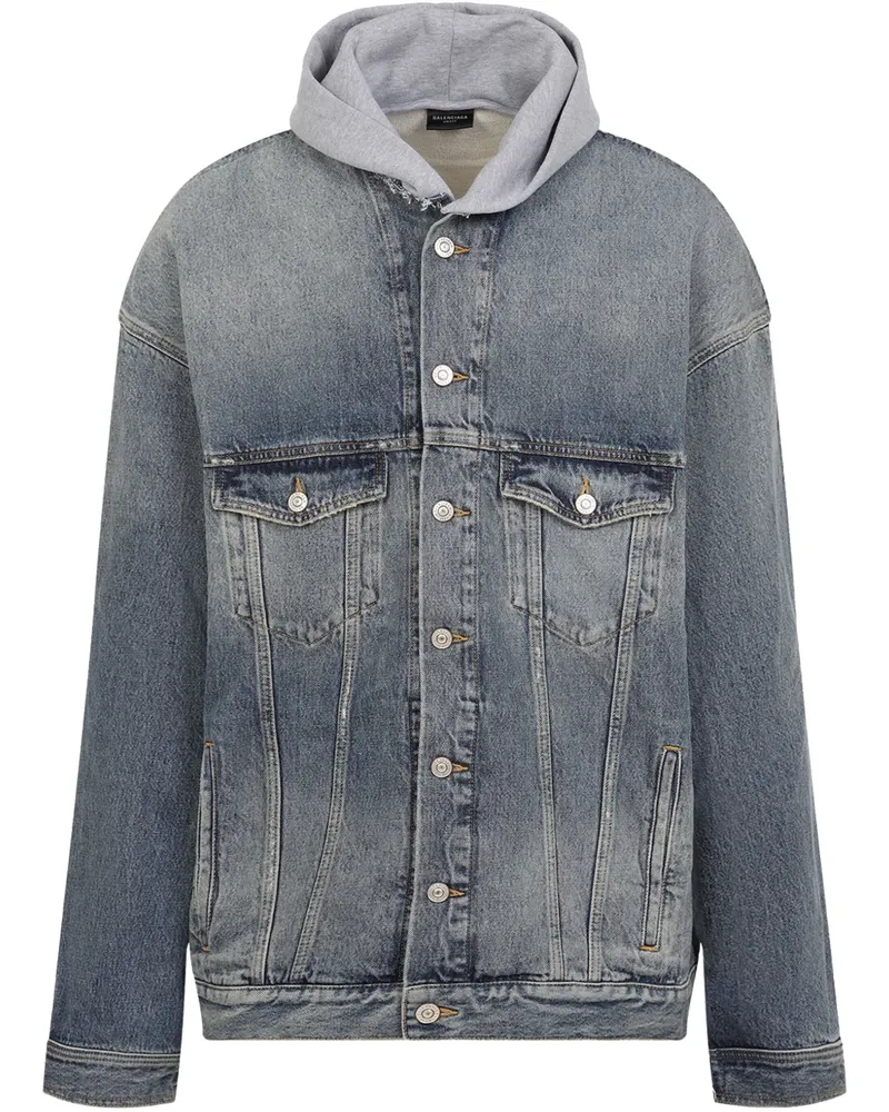 Balenciaga Jeansjacke mit Kapuze - Blau Blau