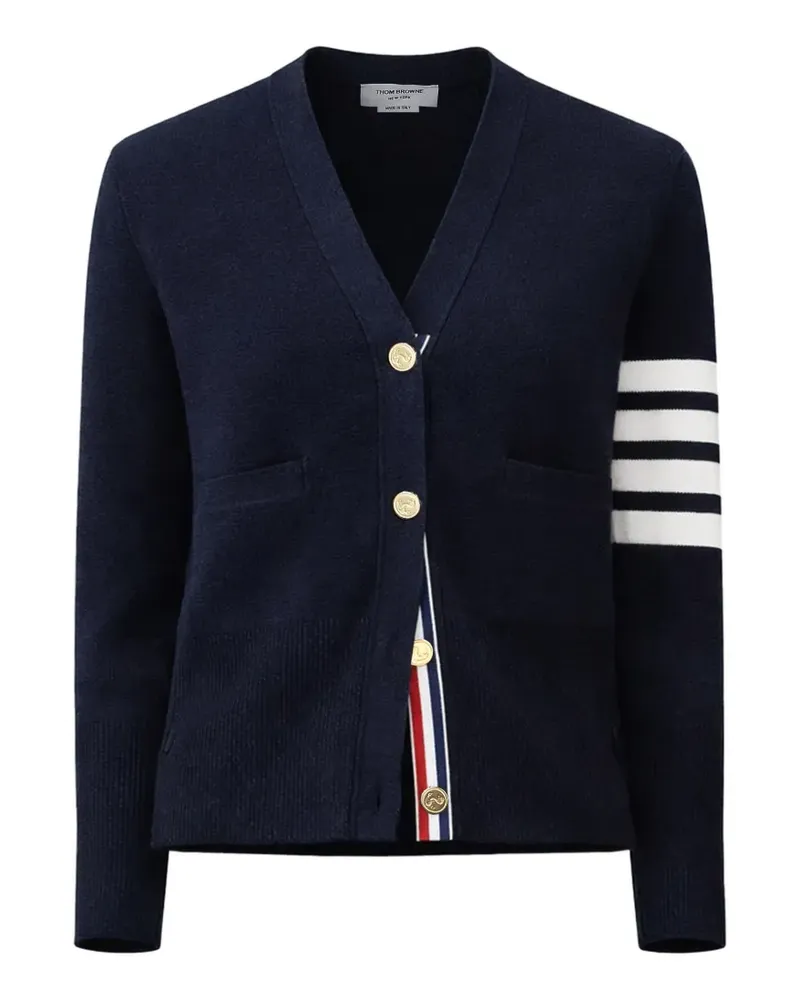 Thom Browne V-neck four-bar-stripe cardigan - Blau Blau