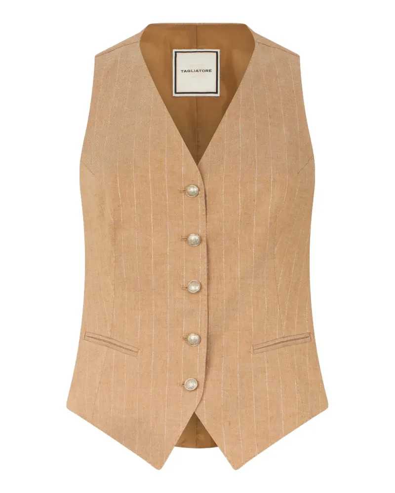 Tagliatore striped V-neck vest - Nude Nude