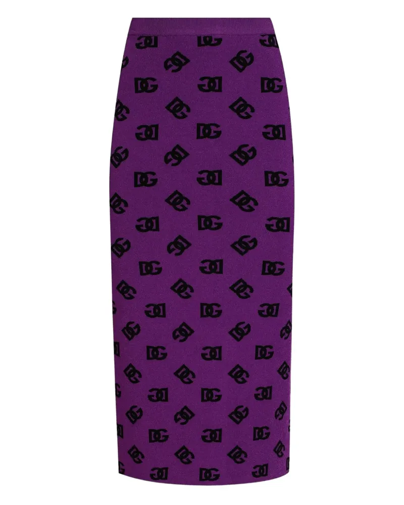 Dolce & Gabbana Midirock mit Logo - Violett Violett