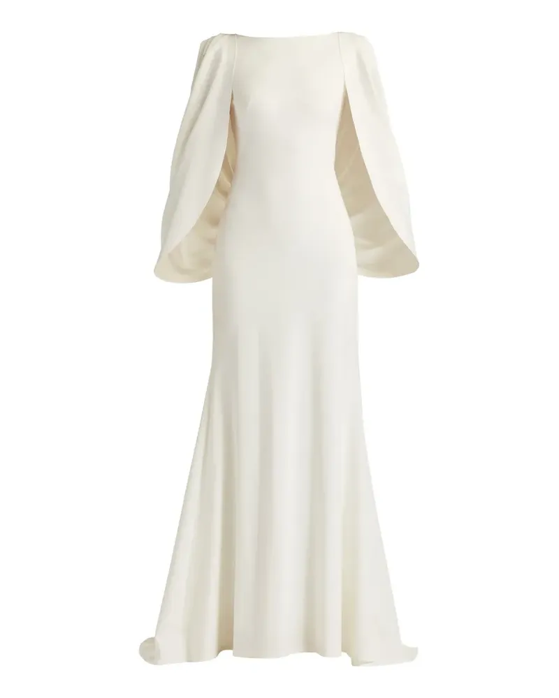 Tadashi Shoji Kairi Capelet cape-sleeved gathered-back maxi dress - Weiß Weiß