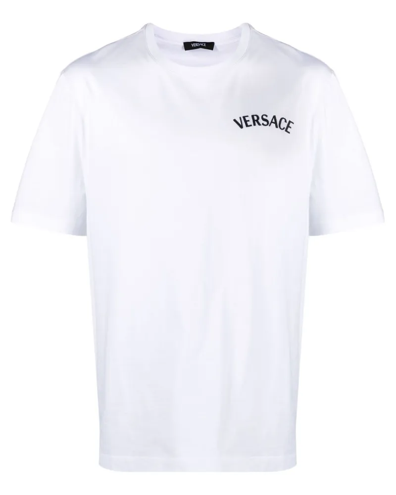 Versace T-Shirt mit Milano-Stickerei - Weiß Weiß