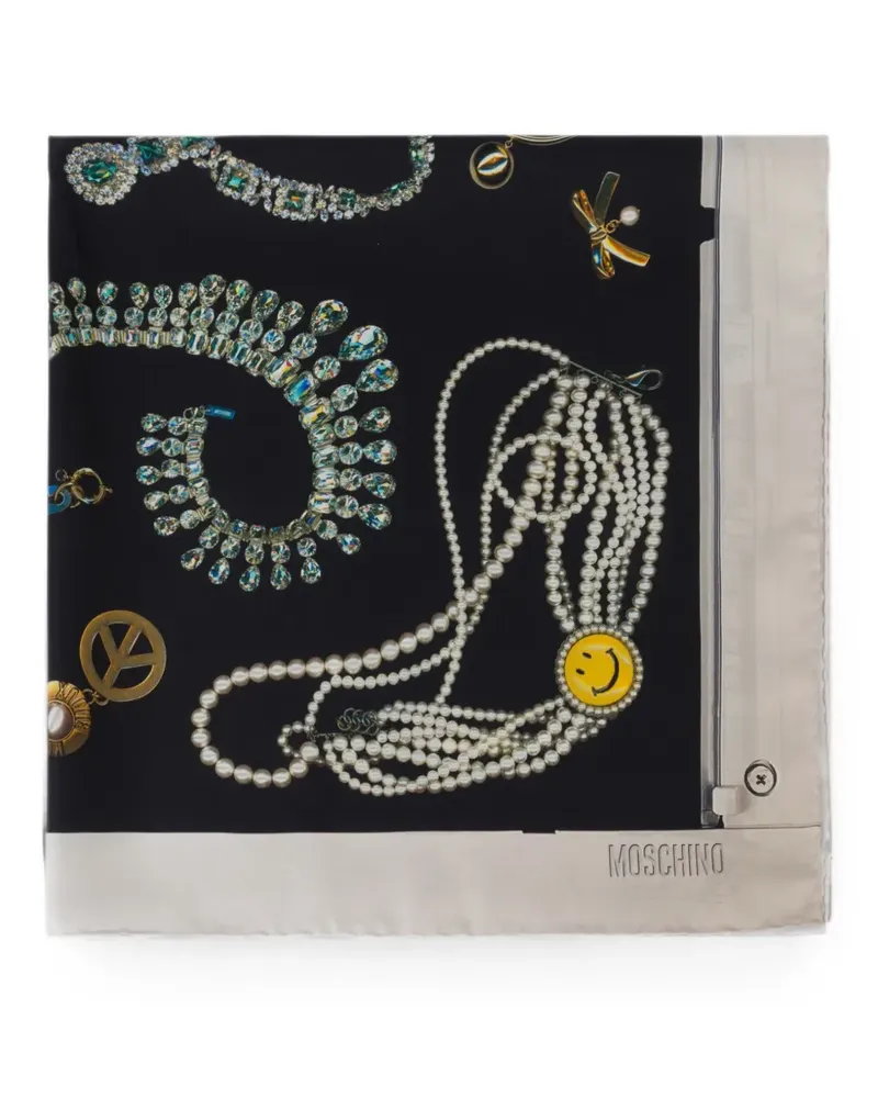 Moschino Seidenschal mit grafischem Print - Schwarz Schwarz
