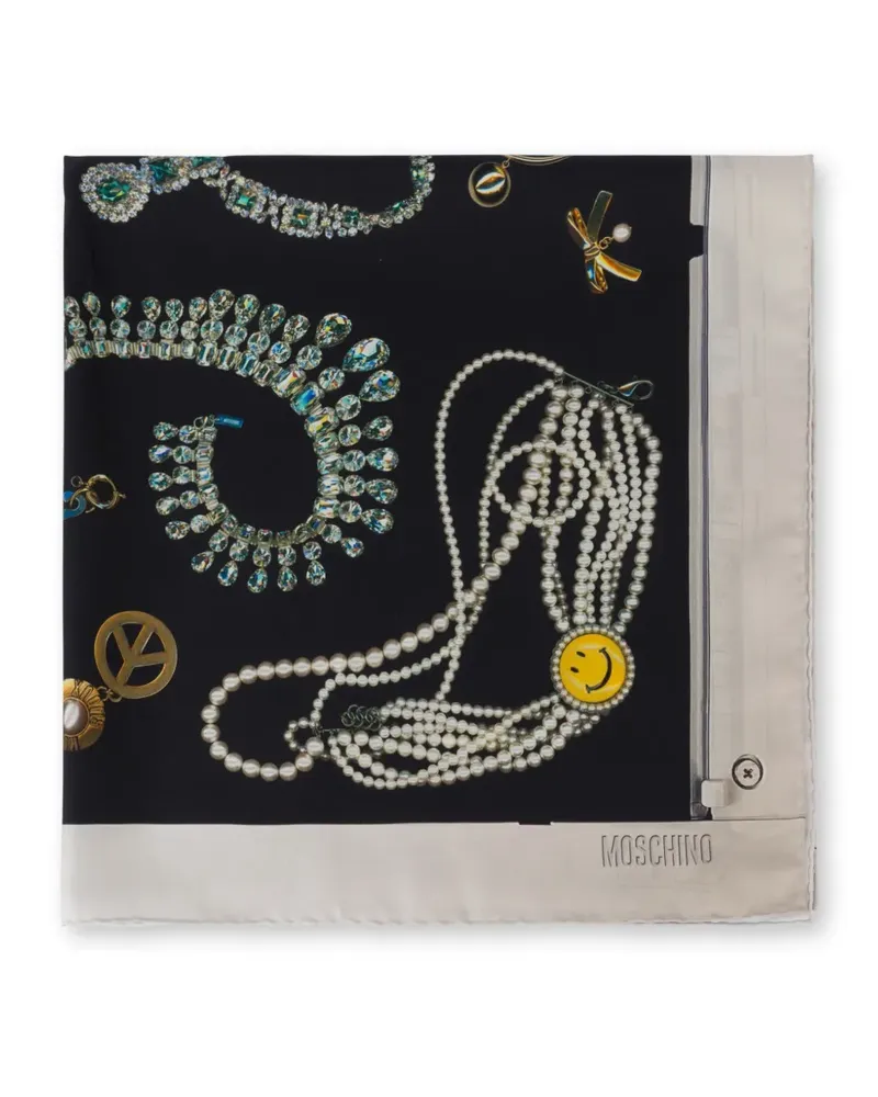 Moschino Seidenschal mit grafischem Print - Schwarz Schwarz