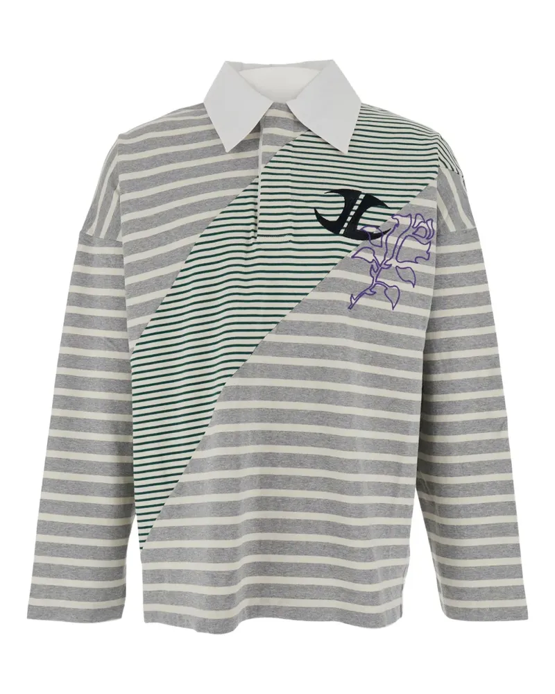 JORDANLUCA Gestreiftes Poloshirt mit Logo - Grau Grau