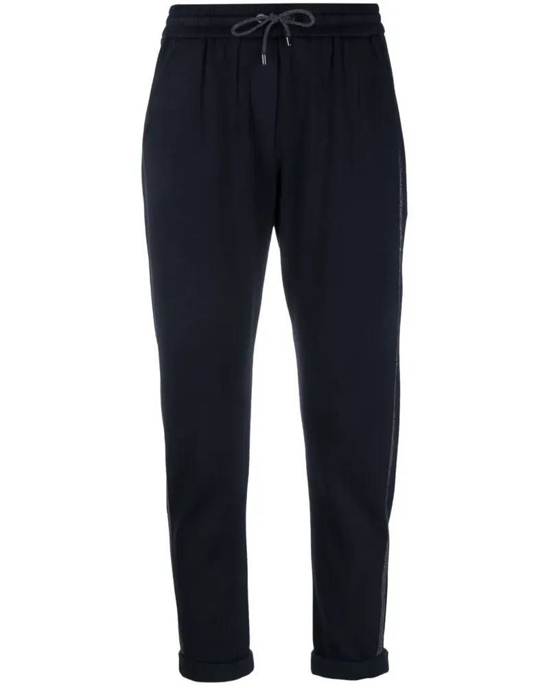 Brunello Cucinelli Cropped-Jogginghose mit Monili-Detail - Blau Blau