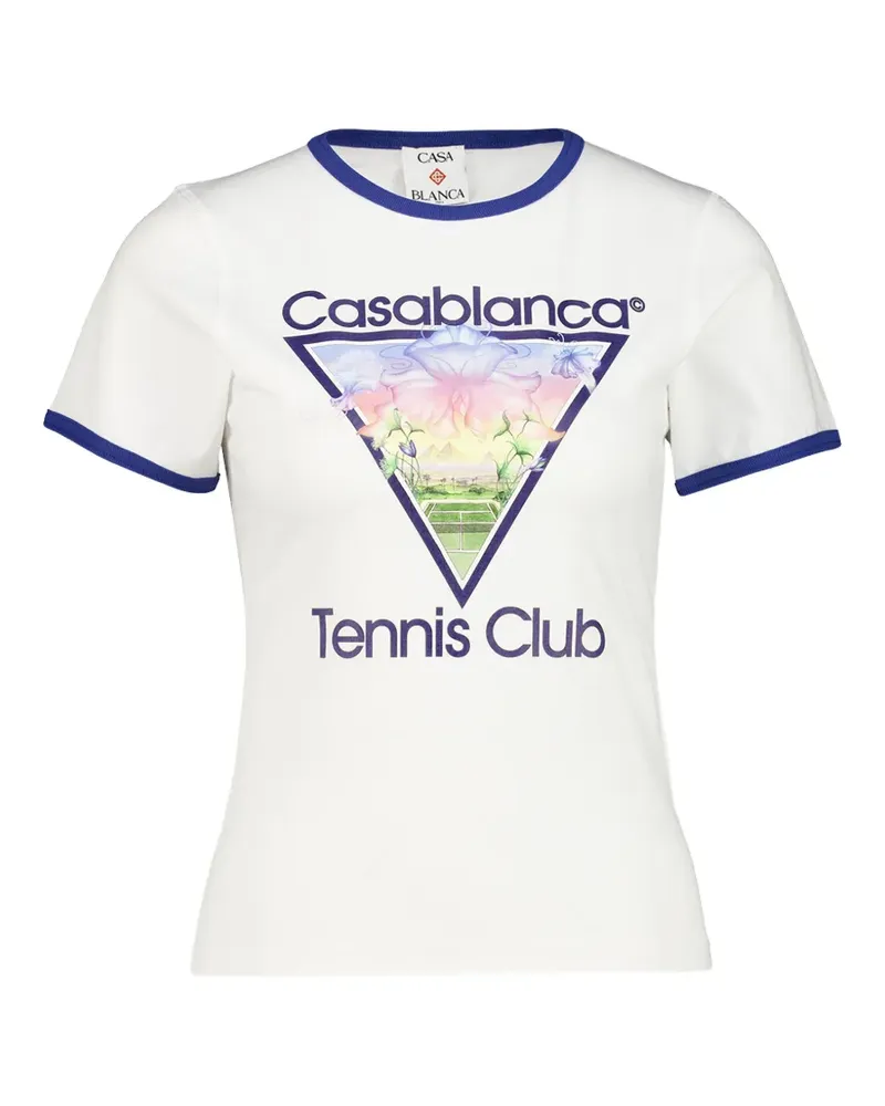 Casablanca Paris Tennis Club Icon T-Shirt mit grafischem Print - Weiß Weiß