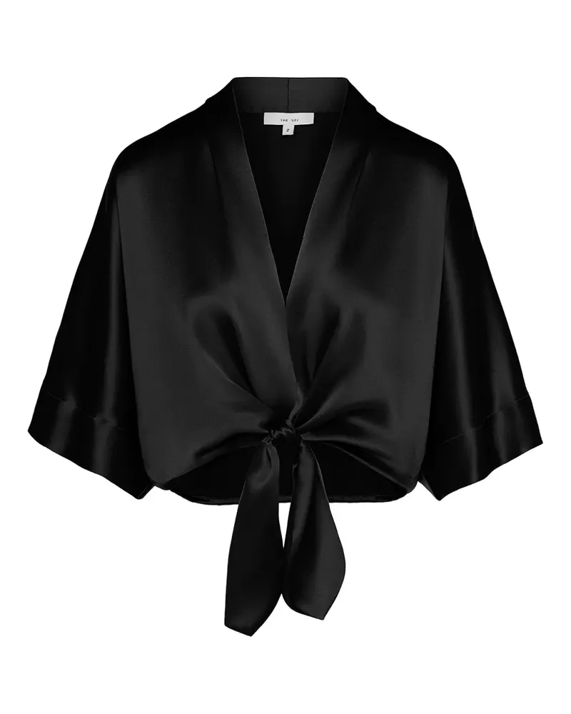The Sei Satinbluse mit Schnürung - Schwarz Schwarz