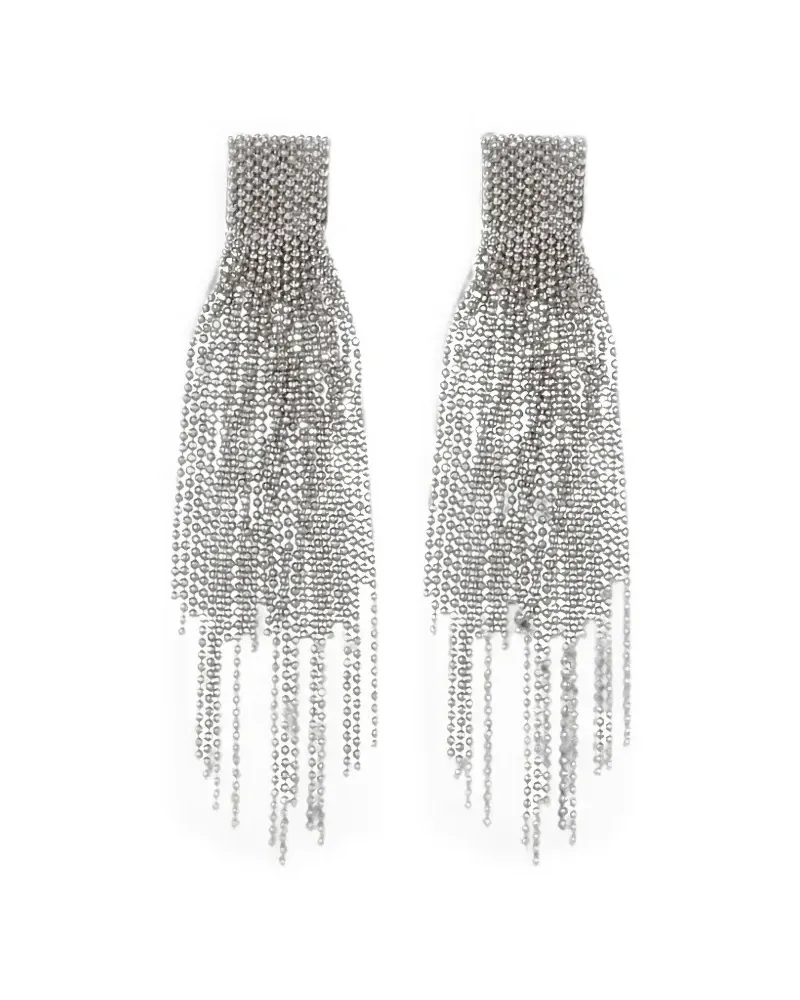 Fabiana Filippi Filo fringe-detail mesh-effect earrings - Silber Silber