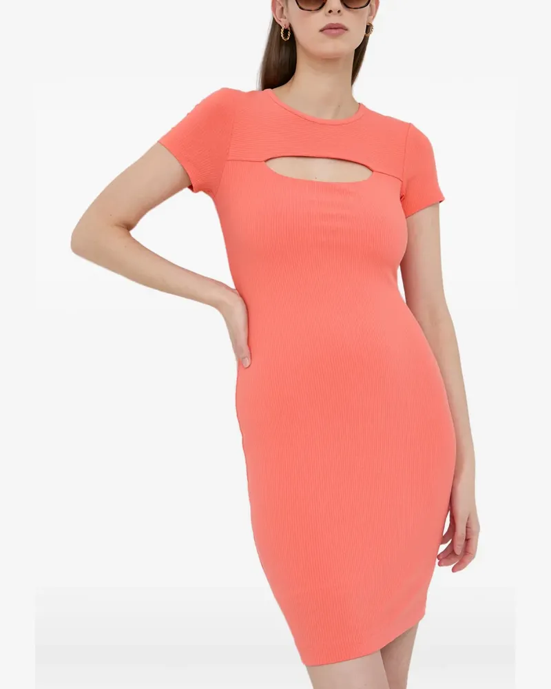 Guess Geripptes Kleid mit Cut-Outs - Orange Orange