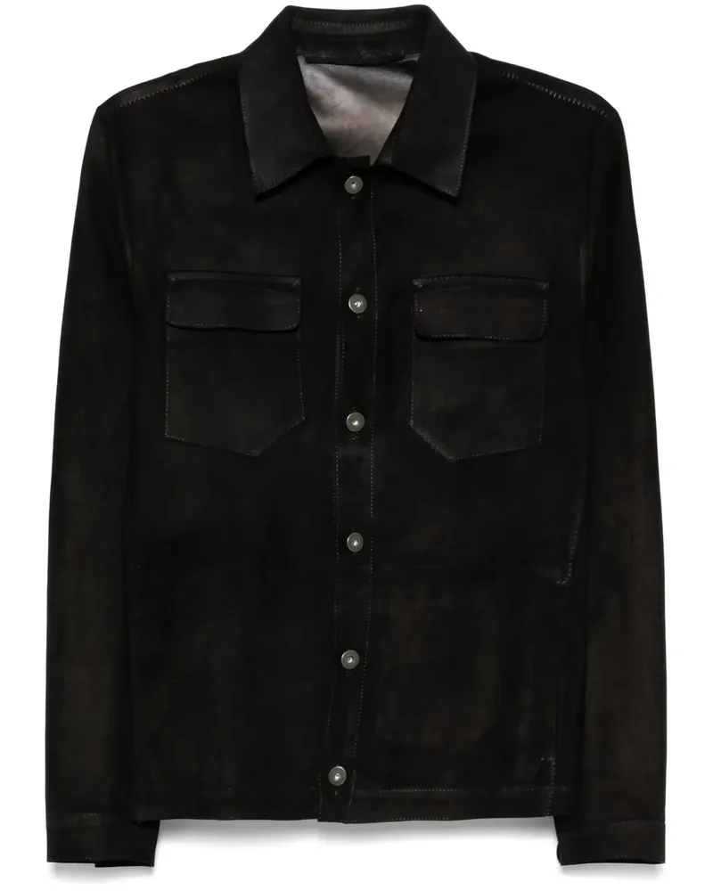 Salvatore Santoro Hemdjacke aus Wildleder - Schwarz Schwarz